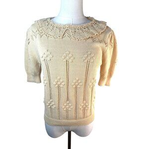 ZARA Medium Dark Beige Vintage Knit Sweater
